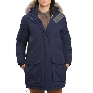 Woolrich Women’s Parka XS Navy Down Coat 650 Goose Down Fill Waterproof